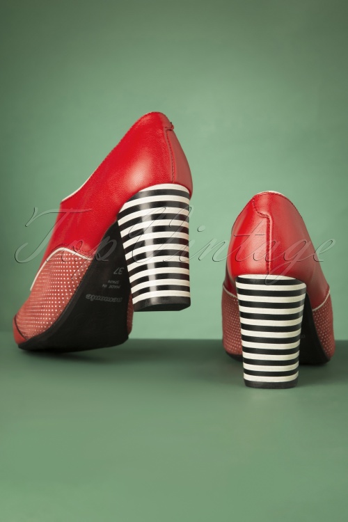 Nemonic - 60s Listas Mad Leather Booties in Red 5
