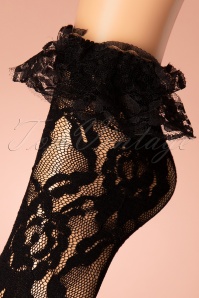 Rouge Royale - 50s Lace Anklet Ruffle Socks in Black 2