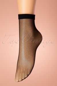 Rouge Royale - Fishnet Ankle Socks Années 50 en Noir