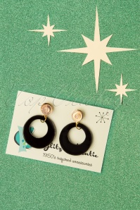 Glitz-o-Matic - Glitter Star Hoop Earrings Années 50 en Noir et Doré 3
