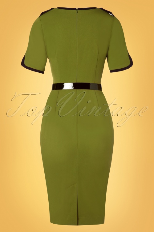 Glamour Bunny - 50s Demi Pencil Dress in Green 6
