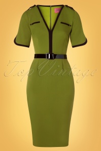 Glamour Bunny - 50s Demi Pencil Dress in Green 3