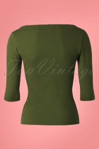 Heart of Haute - 50s Lily Bow Top in Olive 4