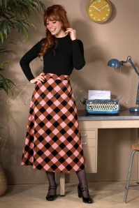 Wild Pony - 60s Penoia Check Skirt in Pink and Brown 2