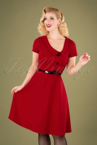 Vintage Chic for Topvintage - Lynne Swing Dress Années 50 en Rouge Foncé