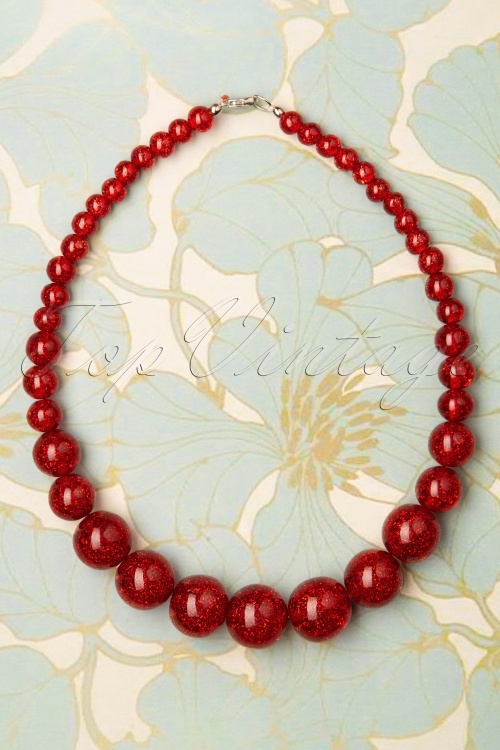 Splendette - TopVintage Exclusive ~ Glitter Beaded Necklace Années 20 en Rouge