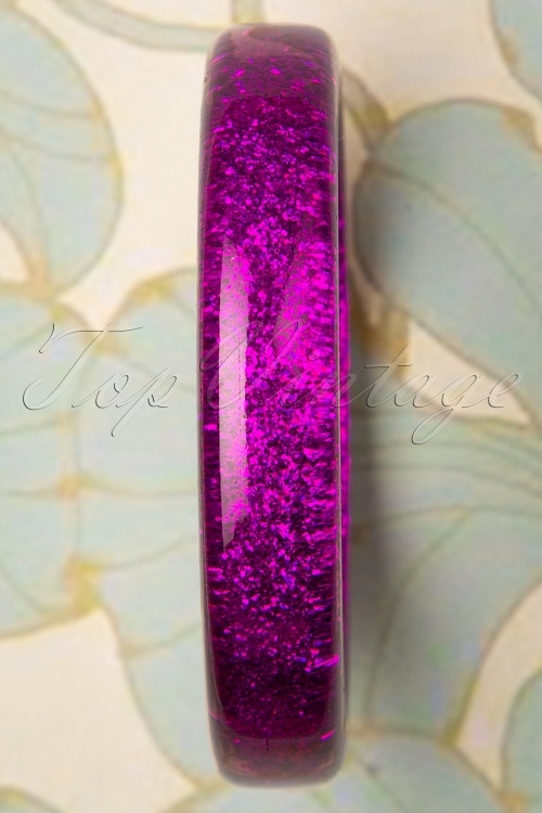 Splendette - TopVintage Exclusive ~ 50s Fedora Midi Glitter Bangle in Peony Pink