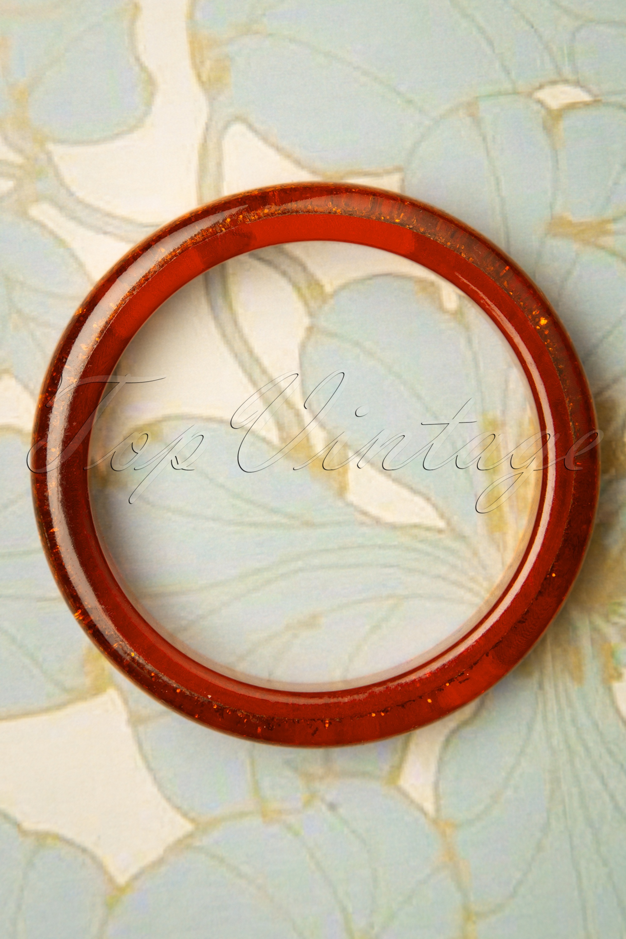 Splendette - Exclusief bij Topvintage ~ Fedora Midi glitter armband in amber rood 2