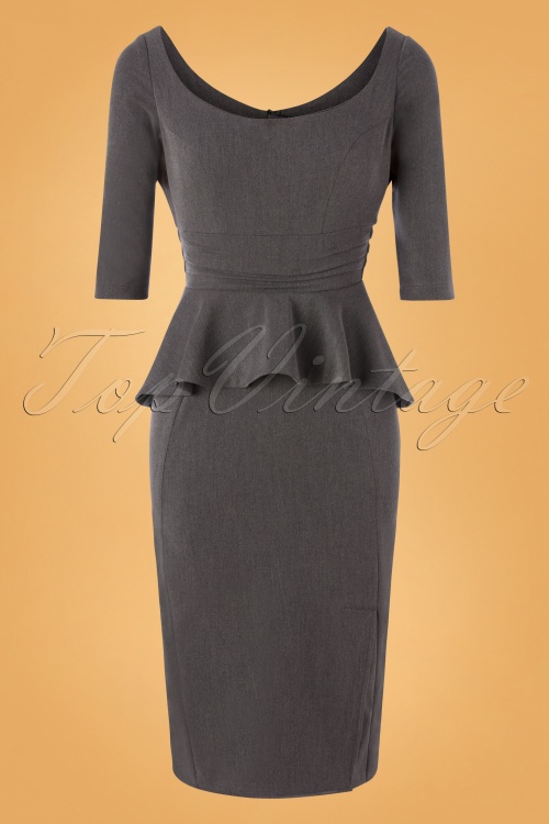 Miss Candyfloss - Ava Collaboration ~ 50s Ava Pencil Dress in Grey 3