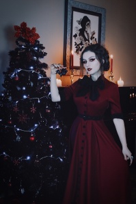 Miss Candyfloss - Acid Doll Collaboration ~ Edelie Tea swing-jurk in wijn en zwart 8