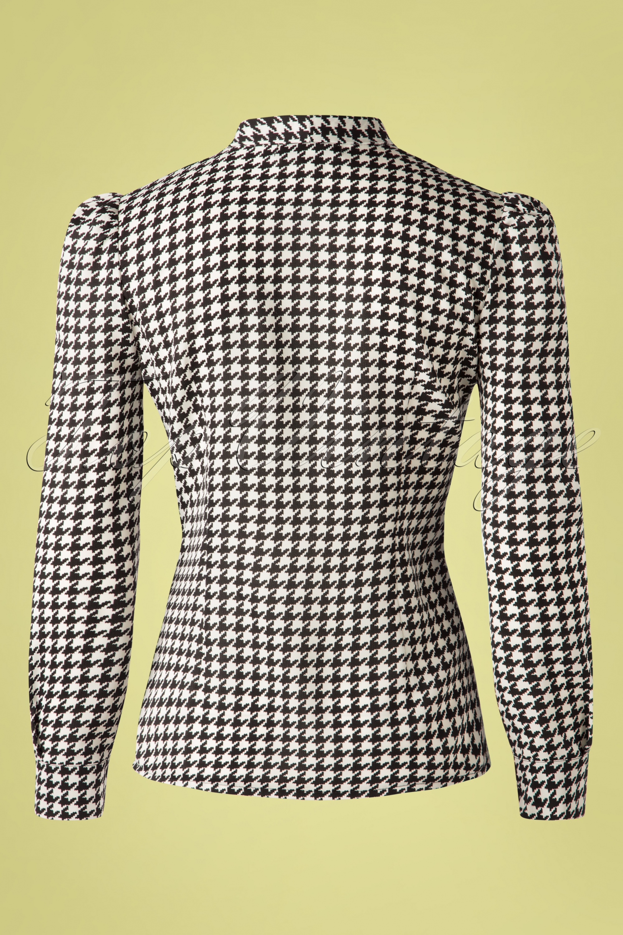 Belsira - Emerson Houndstooth blouse in zwart en ivoor 4