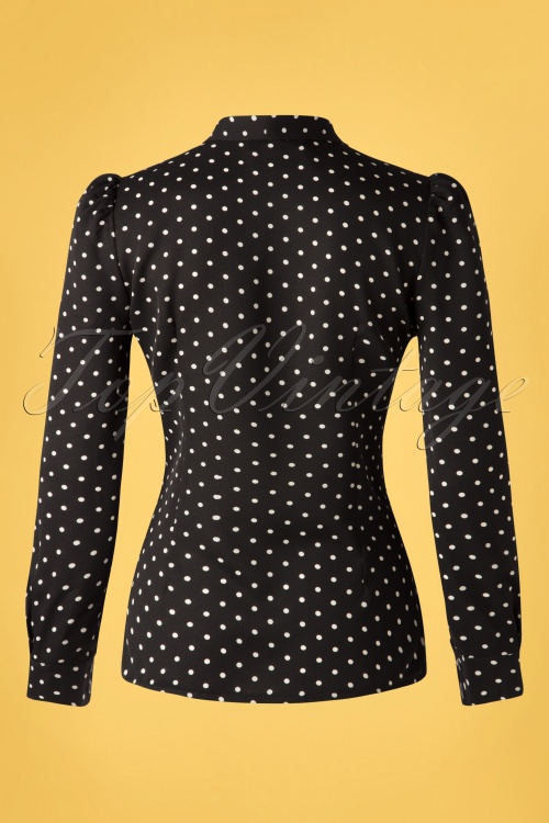 Belsira - 50s Emerson Dots Blouse in Black and Ivory 3