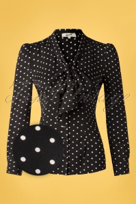 Belsira - 50s Emerson Dots Blouse in Black and Ivory