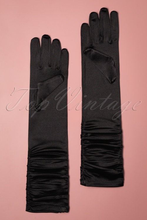 Darling Divine - Sophia zwarte satijnen handschoenen 2