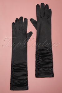 Darling Divine - Sophia Satin Gloves Années 50 en Noir