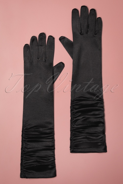 Darling Divine - Sophia schwarze Satin-Handschuhe