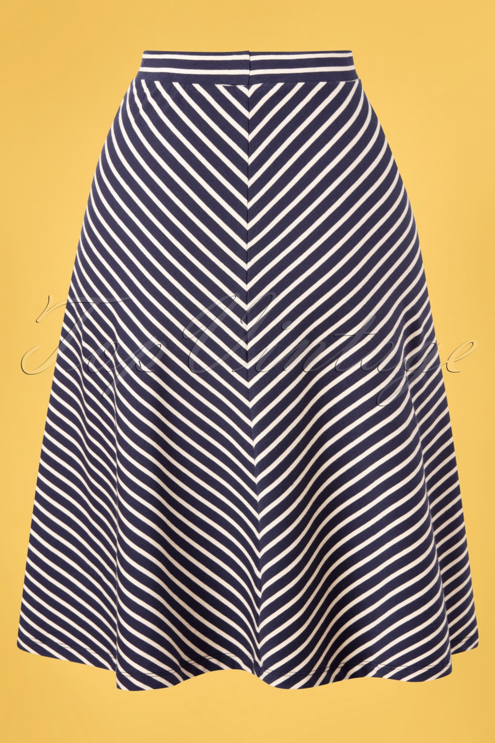 60s Juno Jersey Breton Stripe Skirt in Blue