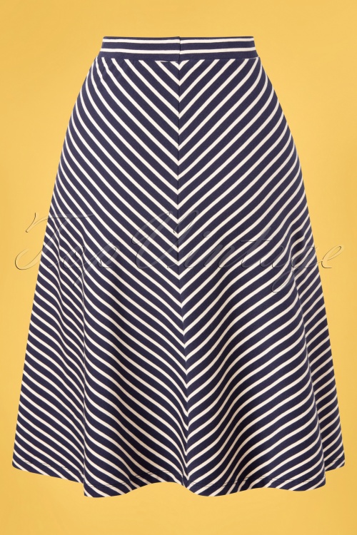 King Louie - 60s Juno Jersey Breton Stripe Skirt in Blue 3