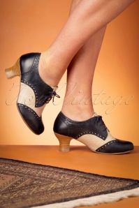 Miz Mooz - 40s Tully Leather Shoe Booties in Navy and Cream 3