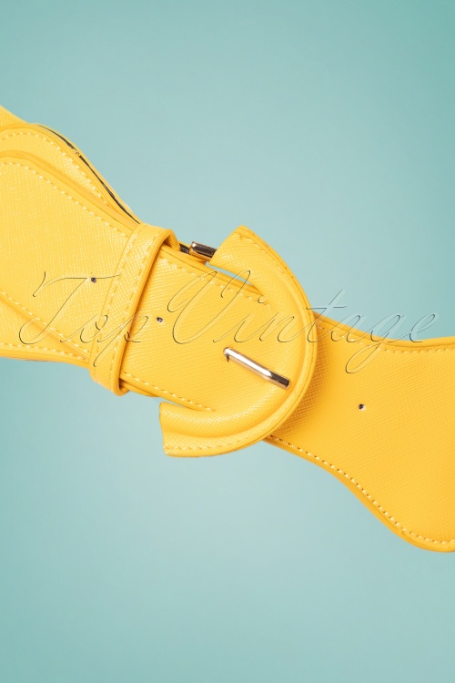 Collectif Clothing - 50s Maxine Cinch Stretch Belt in Yellow 2