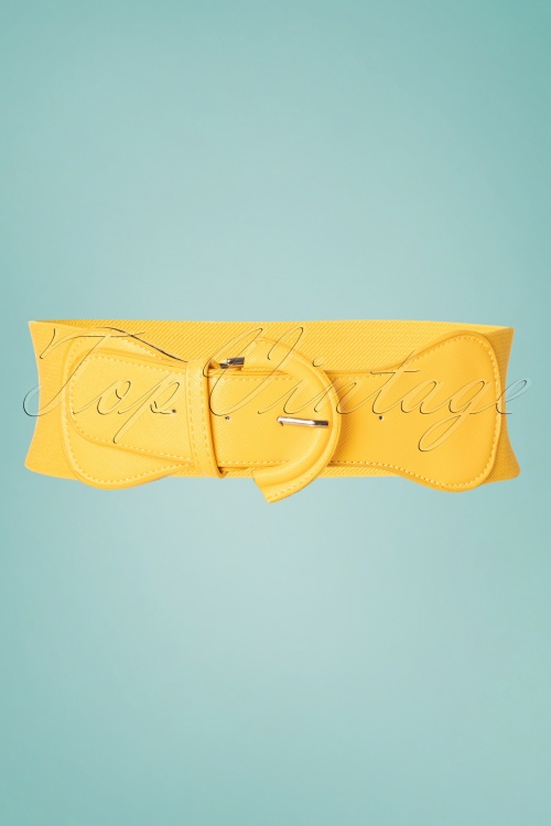 Collectif Clothing - 50s Maxine Cinch Stretch Belt in Yellow