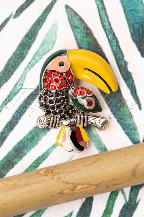 Collectif Clothing - Tucan Brooch Années 50 en Noir et Jaune