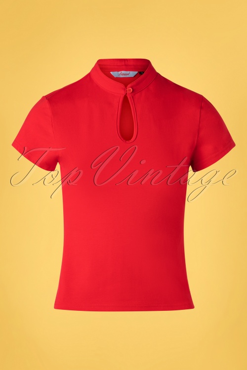 Banned 33158 Oriental Front Jersey Top Red 20191031 002W