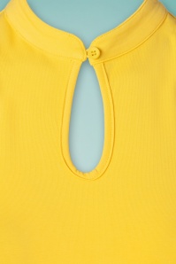 Banned Retro - 50s Mandarin Collar Top in Yellow 3