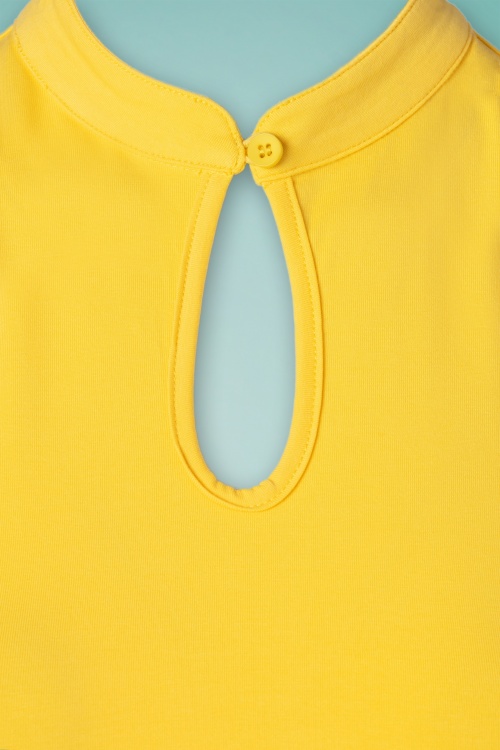Banned Retro - 50s Mandarin Collar Top in Yellow 3