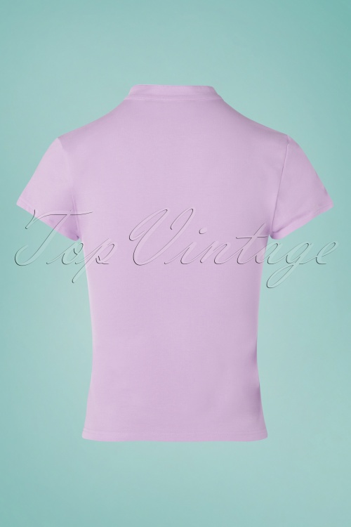 Banned Retro - Mandarin Collar Top Années 50 en Lilas 4