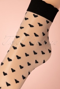 Fiorella - Jeunet Heart Socks in naakt en zwart 3