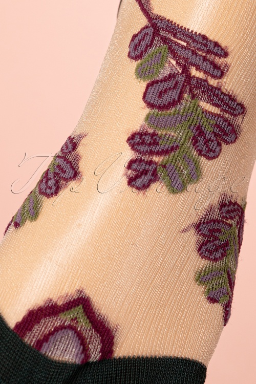 Sneaky Fox - Belle Flower Socks Années 70 en Vert Foncé 2