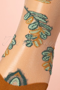 Sneaky Fox - 70s Belle Flower Socks in Dull Gold 2