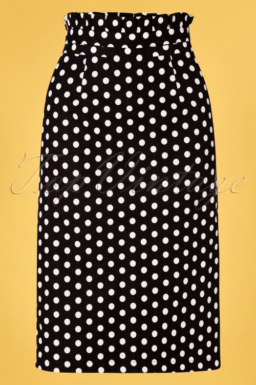 Banned Retro - 50s Polka Frill Pencil Skirt in Black 2