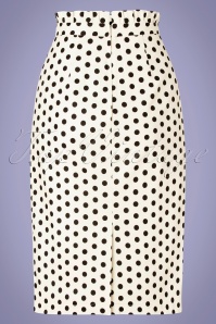 Banned Retro - 50s Polka Frill Pencil Skirt in White 4