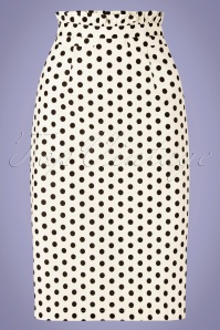 Banned Retro - 50s Polka Frill Pencil Skirt in White 2