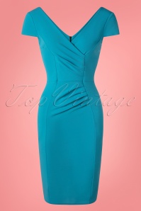 Vintage Chic for Topvintage - Brenda Pencil Dress Années 50 en Bleu Mosaïque 2