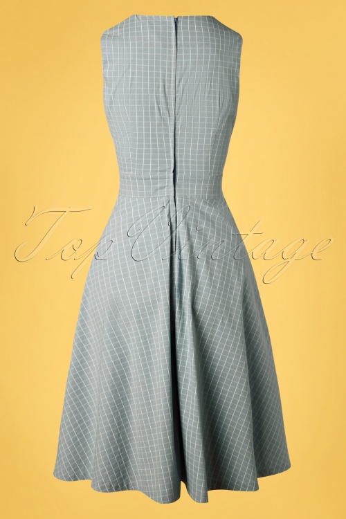 Banned Retro - 50s Grid Check Flare Dress in Blue 3