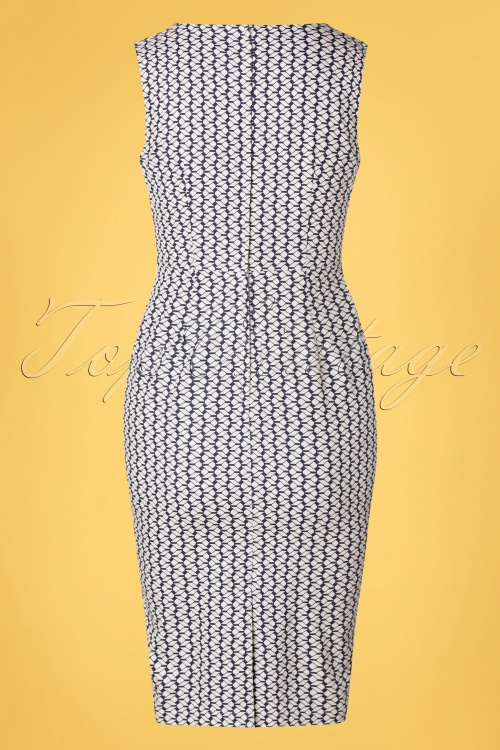 Banned Retro - 60s Tile Wiggle Dress in Navy 5