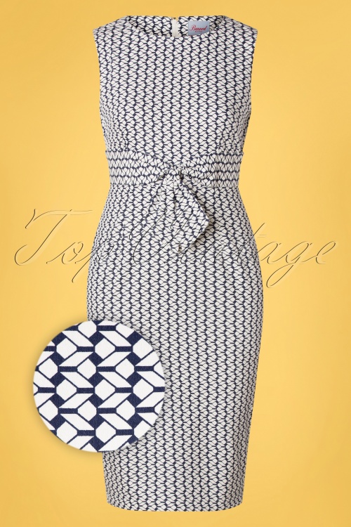 Banned Retro - 60s Tile Wiggle Dress in Navy 2