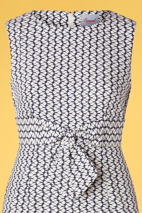 Banned Retro - Tile wiggle jurk in marineblauw 3