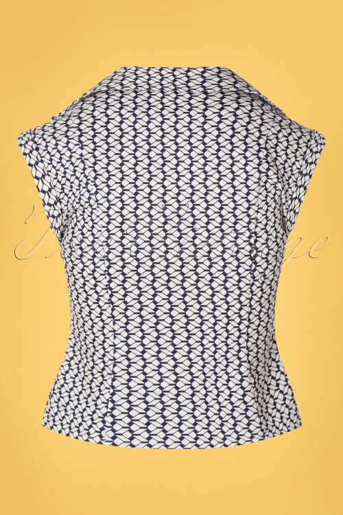 Banned Retro - 40s Tina Tile Blouse in Navy 2