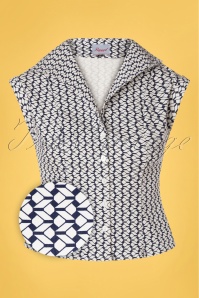 Banned Retro - 40s Tina Tile Blouse in Navy