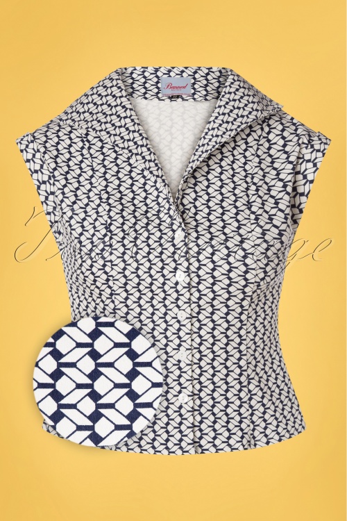 Banned Retro - 40s Tina Tile Blouse in Navy