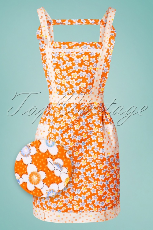 Collectif Clothing - 50s Louise Flower Apron in Orange