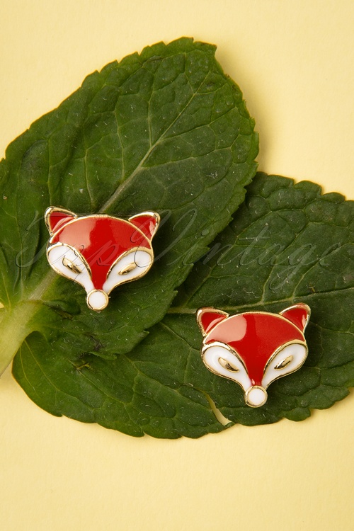 Topvintage Boutique Collection - Foxy Stud Earrings Années 50 en Rouge