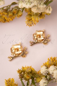 Topvintage Boutique Collection - Owl Stud Earrings Années 50 en Doré 3