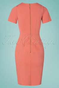 Closet London - 60s Vivianna Pencil Dress in Coral Pink 5