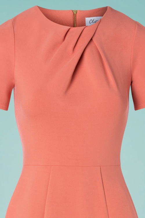 Closet London - 60s Vivianna Pencil Dress in Coral Pink 3