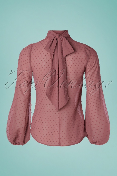 Closet London - 60s Gabby Dots Blouse in Old Pink 2